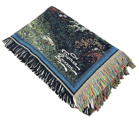 Thomas Kinkade Throw Blanket Lamplight Bridge Painter of Light Tapestry 63x42 - Picture 4 of 12